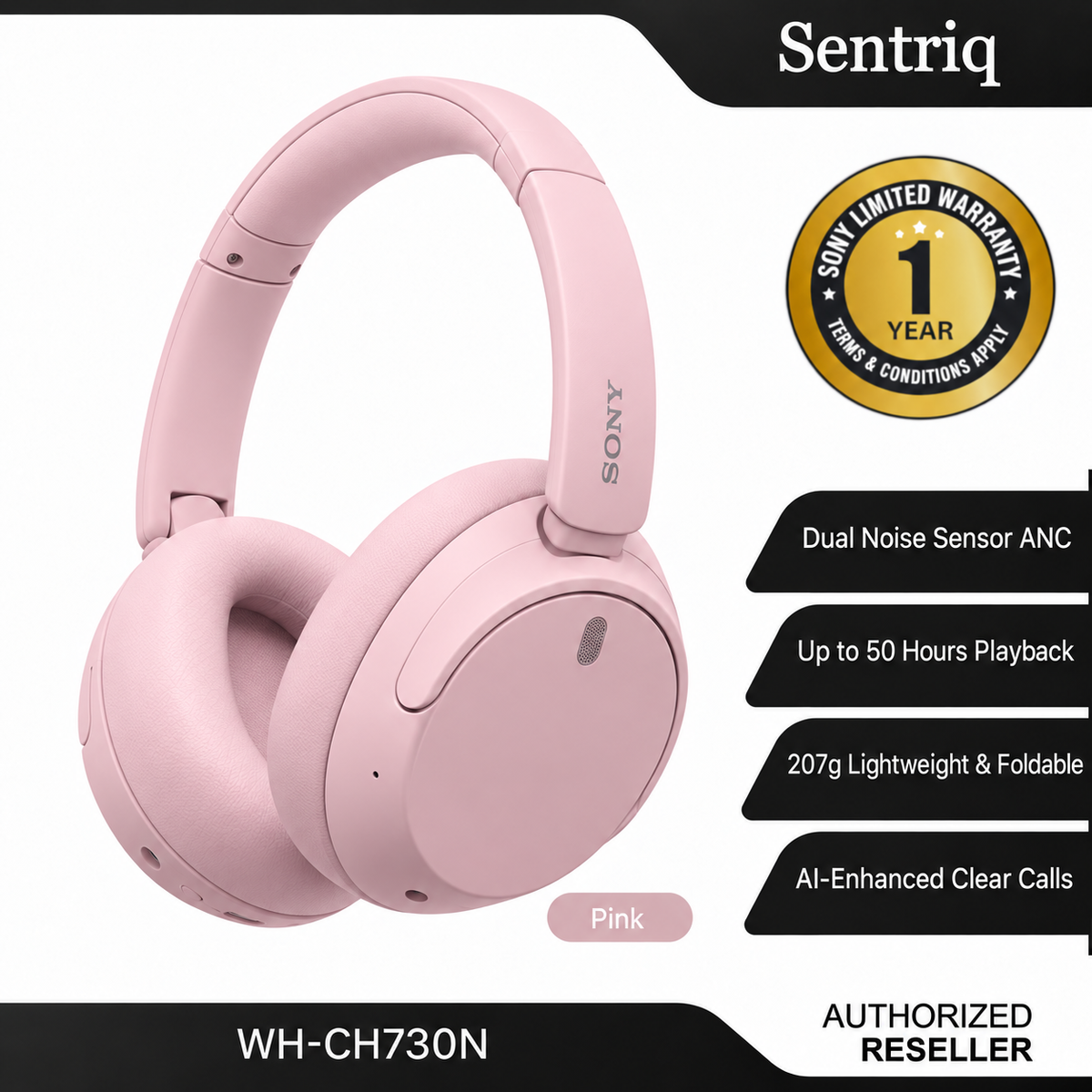 Sony WH-CH730N Wireless Noise Cancelling Headphones | Up to 50 Hours Battery | Multipoint | 1 Year Warranty