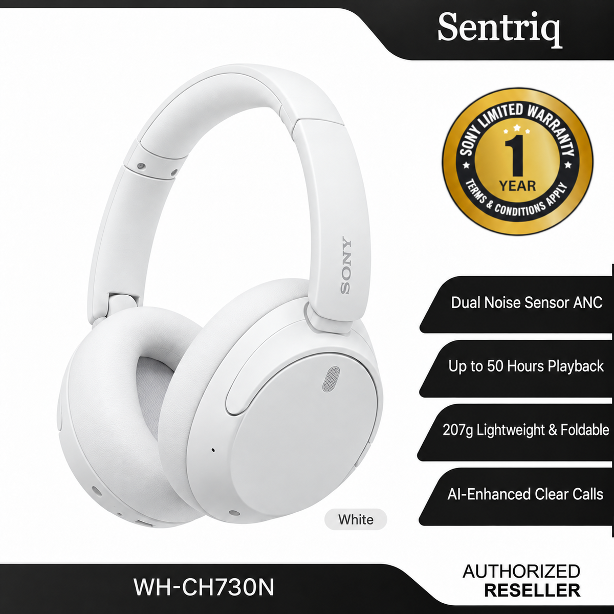 Sony WH-CH730N Wireless Noise Cancelling Headphones | Up to 50 Hours Battery | Multipoint | 1 Year Warranty