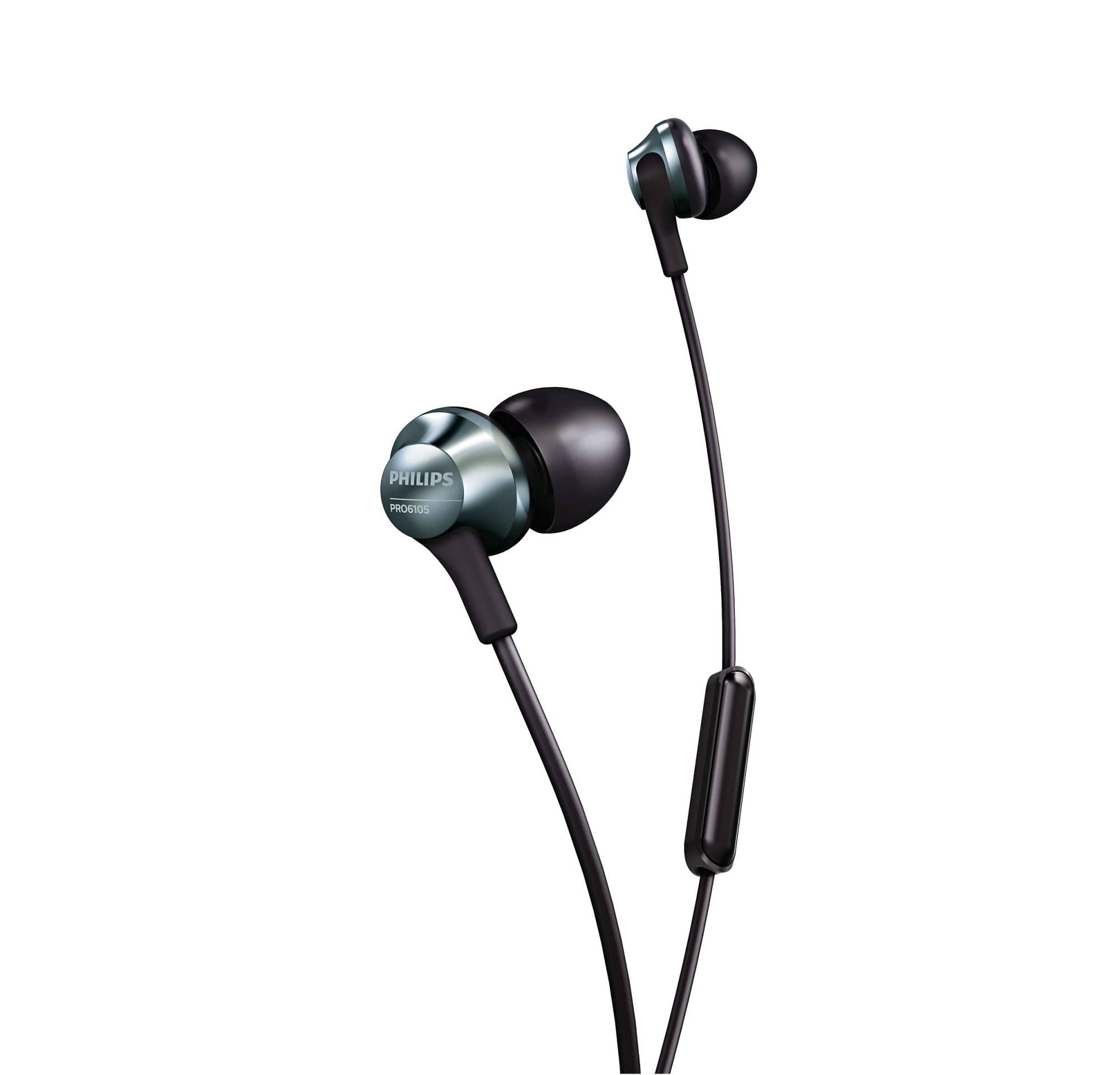 Philips PRO6105 Inear Headphones with Mic PRO6105BK Black Color