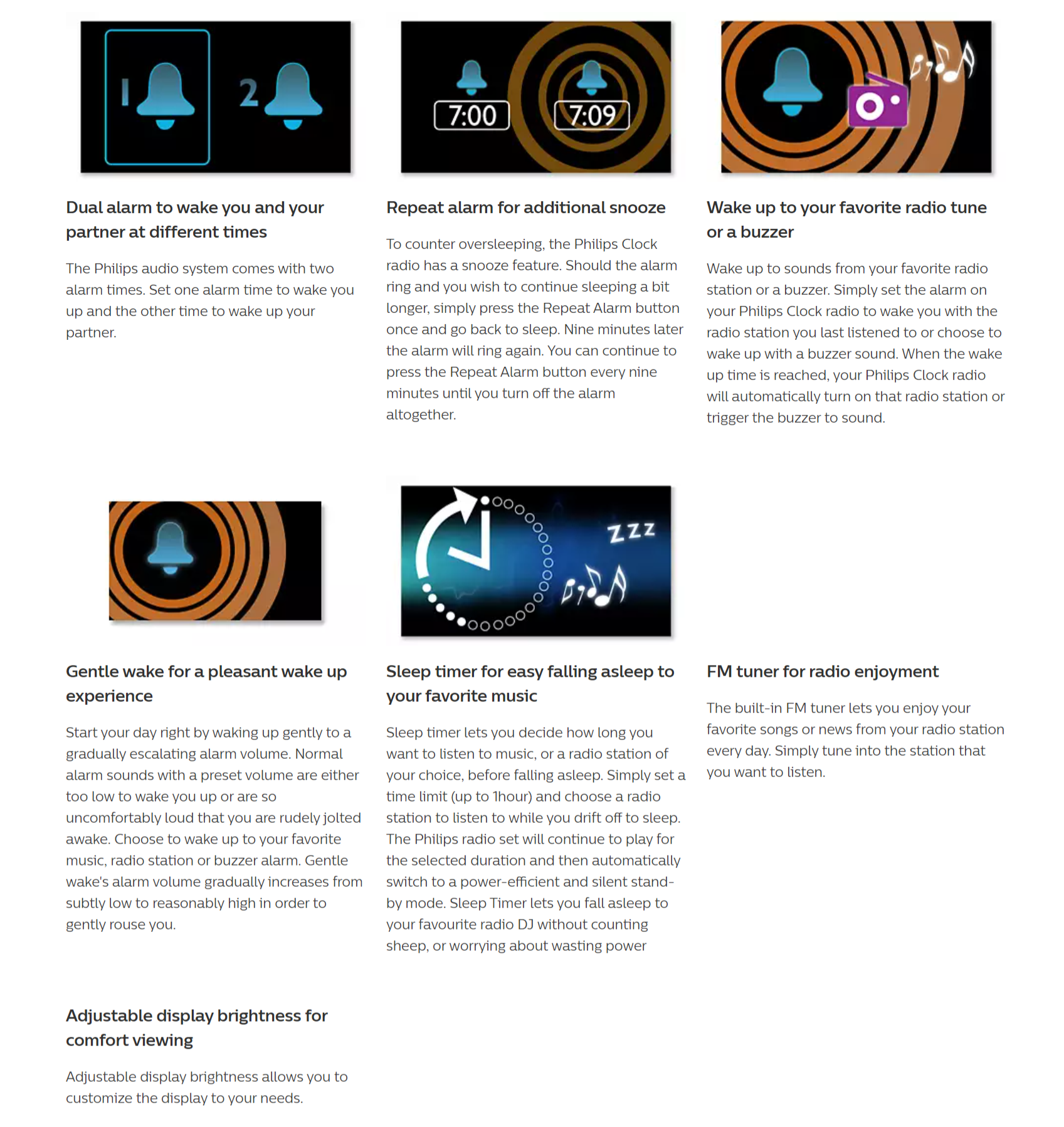 Philips AJ2000 Digital Alarm Clock Radio (Original) 1 Year Warranty by Philips Malaysia