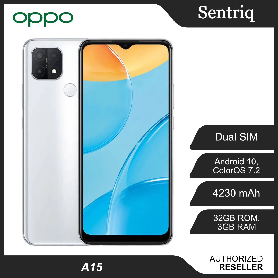 Oppo A15 Smartphone 3GB RAM 32GB Fancy White Colour (Original) 1 Year